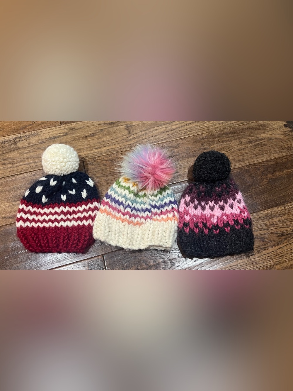 Toddler set of 3 knit hats-